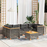 vidaXL 7-delige Loungeset met kussens poly rattan zwart