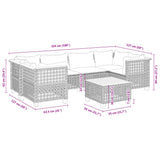 vidaXL 7-delige Loungeset met kussens poly rattan zwart