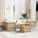 vidaXL 7-delige Loungeset met kussens poly rattan zwart