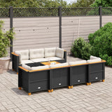 vidaXL 8-Piece Poly Rattan Lounge Set with Cushions Black
