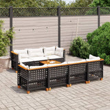 vidaXL 8-Piece Poly Rattan Lounge Set with Cushions Black