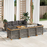 vidaXL 8-Piece Poly Rattan Lounge Set with Cushions Black