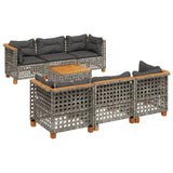 vidaXL 8-Piece Poly Rattan Lounge Set with Cushions Black