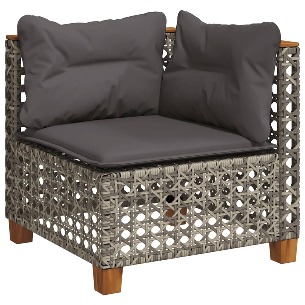 vidaXL 8-Piece Poly Rattan Lounge Set with Cushions Black