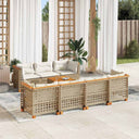 vidaXL 8-Piece Poly Rattan Lounge Set with Cushions Black