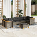 vidaXL 8-delige Loungeset met kussens poly rattan zwart