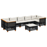 vidaXL 8-delige Loungeset met kussens poly rattan zwart
