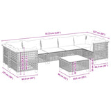 vidaXL 8-delige Loungeset met kussens poly rattan zwart
