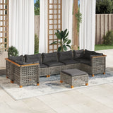 vidaXL 8-delige Loungeset met kussens poly rattan zwart
