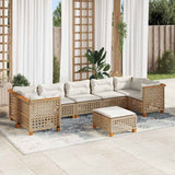 vidaXL 8-delige Loungeset met kussens poly rattan zwart