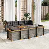 vidaXL 9-delige Loungeset met kussens poly rattan zwart