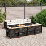 vidaXL 9-delige Loungeset met kussens poly rattan zwart