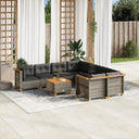 vidaXL 9-delige Loungeset met kussens poly rattan zwart