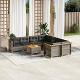 vidaXL 9-delige Loungeset met kussens poly rattan zwart