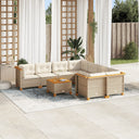 vidaXL 9-delige Loungeset met kussens poly rattan zwart