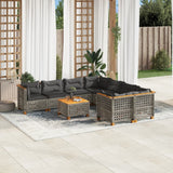 vidaXL 9-delige Loungeset met kussens poly rattan zwart