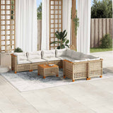 vidaXL 9-delige Loungeset met kussens poly rattan zwart