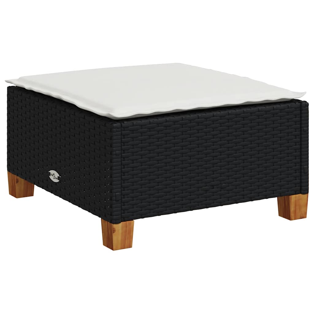 vidaXL 4-delige Loungeset met kussens poly rattan zwart