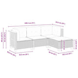 vidaXL 4-delige Loungeset met kussens poly rattan zwart