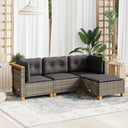 vidaXL 4-delige Loungeset met kussens poly rattan zwart