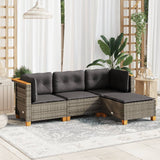 vidaXL 4-delige Loungeset met kussens poly rattan zwart