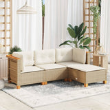 vidaXL 4-delige Loungeset met kussens poly rattan zwart