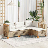 vidaXL 4-delige Loungeset met kussens poly rattan zwart