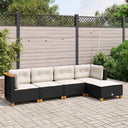 vidaXL 5-delige Loungeset met kussens poly rattan zwart