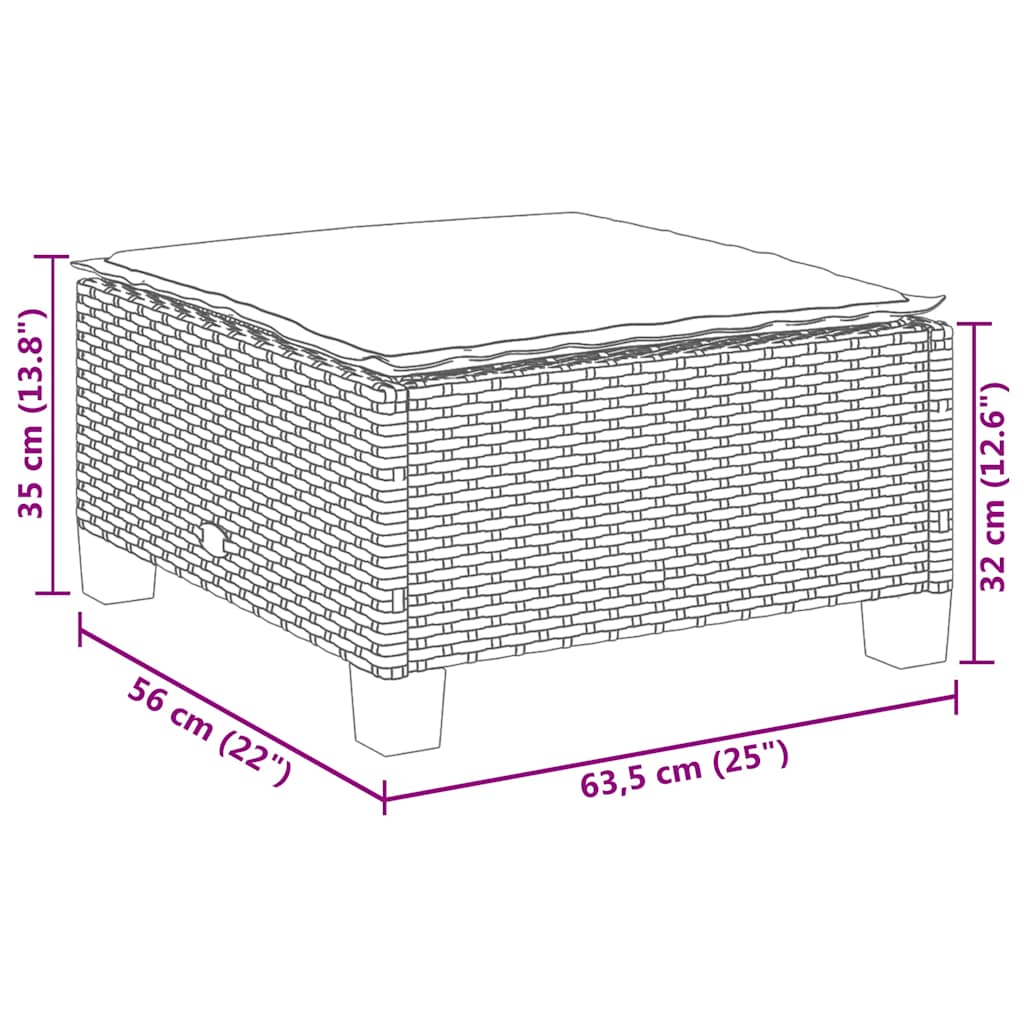 vidaXL 5-delige Loungeset met kussens poly rattan zwart