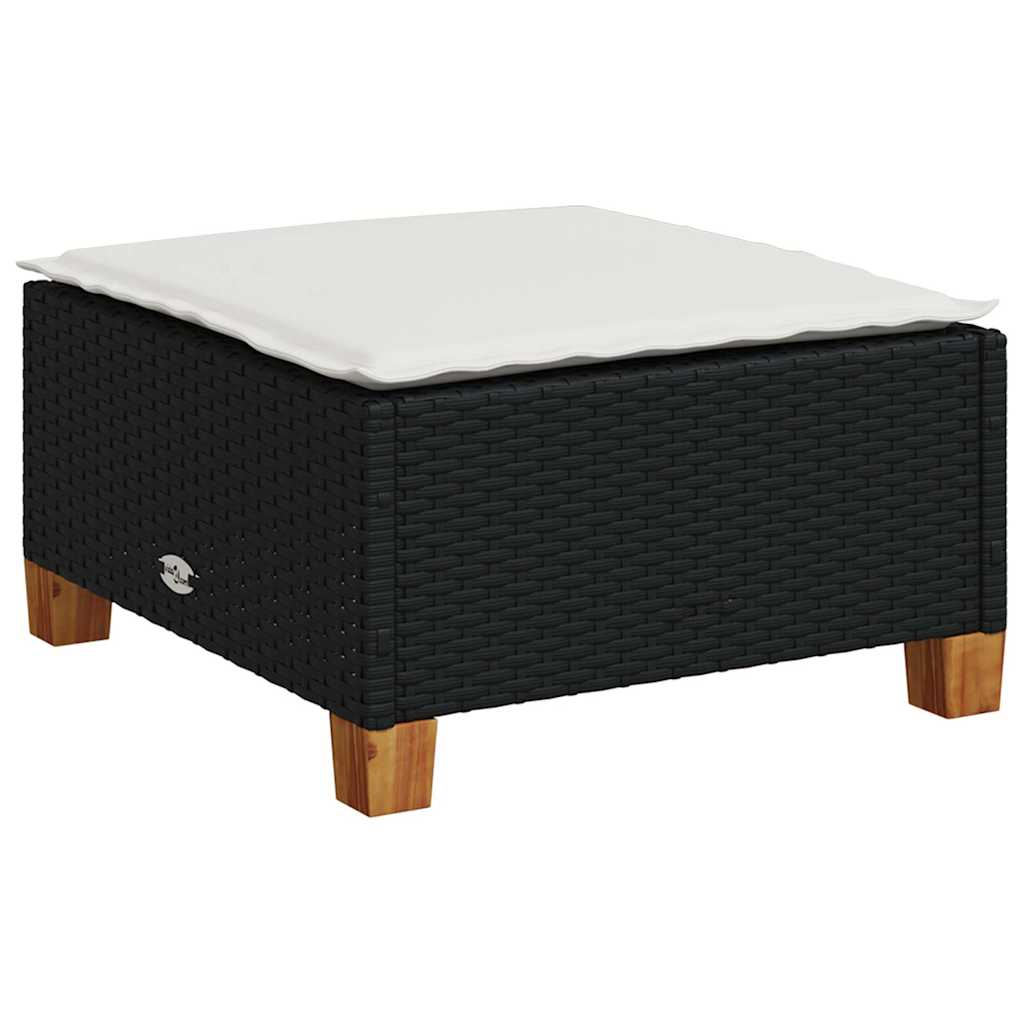 vidaXL 5-delige Loungeset met kussens poly rattan zwart