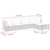vidaXL 5-delige Loungeset met kussens poly rattan zwart