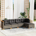 vidaXL 5-delige Loungeset met kussens poly rattan zwart