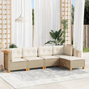 vidaXL 5-delige Loungeset met kussens poly rattan zwart