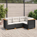 vidaXL 4-delige Loungeset met kussens poly rattan zwart