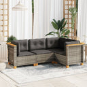 vidaXL 4-delige Loungeset met kussens poly rattan zwart