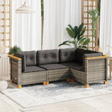 vidaXL 4-delige Loungeset met kussens poly rattan zwart