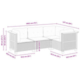 vidaXL 4-delige Loungeset met kussens poly rattan zwart