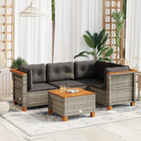vidaXL 4-delige Loungeset met kussens poly rattan zwart