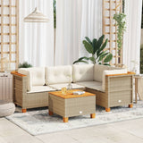 vidaXL 4-delige Loungeset met kussens poly rattan zwart