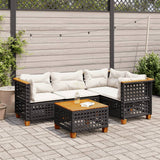 vidaXL 4-delige Loungeset met kussens poly rattan zwart