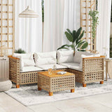 vidaXL 4-delige Loungeset met kussens poly rattan zwart