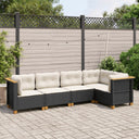 vidaXL 5-delige Loungeset met kussens poly rattan zwart