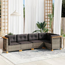 vidaXL 5-delige Loungeset met kussens poly rattan zwart