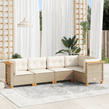 vidaXL 5-delige Loungeset met kussens poly rattan zwart