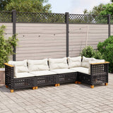 vidaXL 5-delige Loungeset met kussens poly rattan zwart