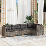 vidaXL 5-delige Loungeset met kussens poly rattan zwart