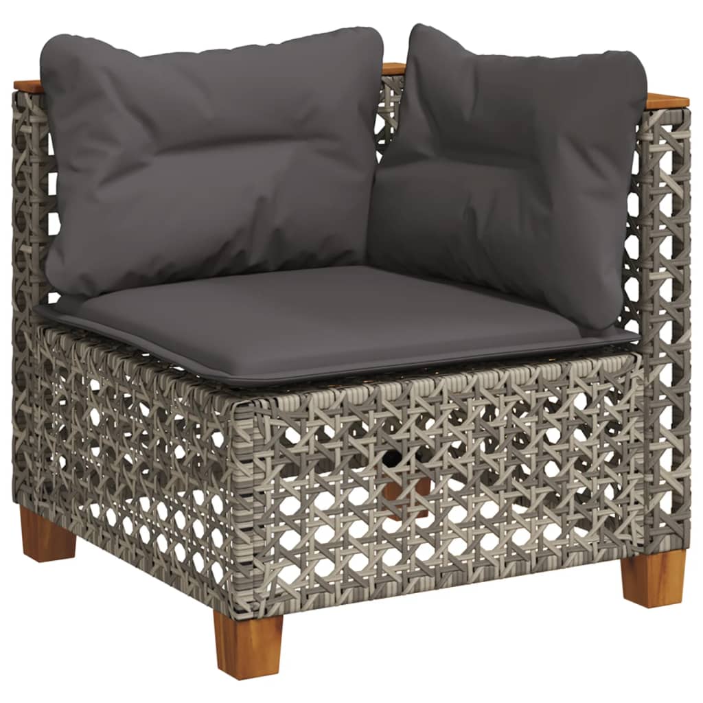 vidaXL 5-delige Loungeset met kussens poly rattan zwart