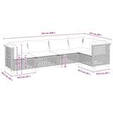 vidaXL 5-delige Loungeset met kussens poly rattan zwart