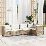 vidaXL 5-delige Loungeset met kussens poly rattan zwart