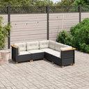 vidaXL 5-delige Loungeset met kussens poly rattan zwart